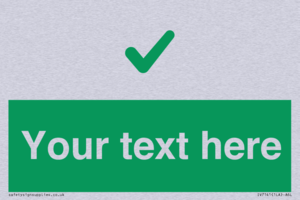 Custom green background, green tick sign